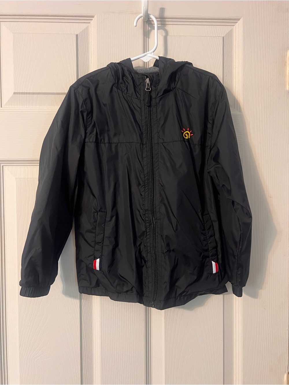 Jingle Bongala Black Hooded Lightweight Windbreaker Jacket Full Zip Size 5-6